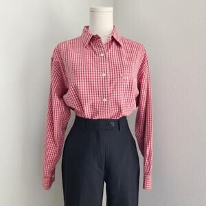 Vintage 90s Abercrombie Red Plaid Cotton Flannel Button Up Shirt Long Sleeve S